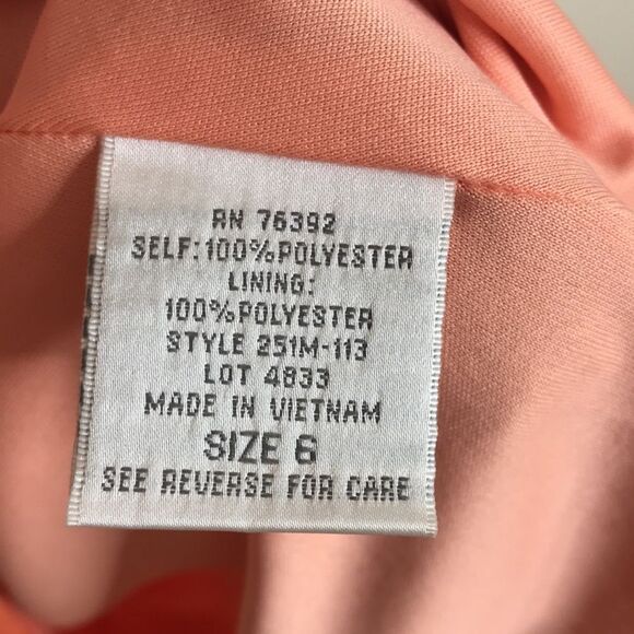 Olivia Matthews Women's Dress Coral/Peach Round-neck Sleeveless size 6 - Picture 9 of 12